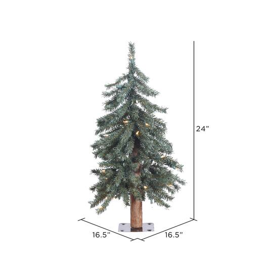 2ft. Pre-Lit Natural Bark Alpine Artificial Christmas Tree, Clear Lights